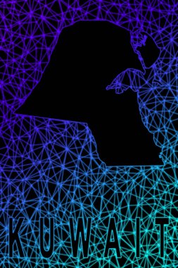 Kuveyt haritası, Çokgen ağ çizgisi haritası, modern renkli harita