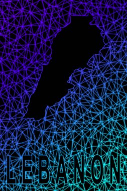 Lübnan haritası, Çokgen ağ çizgisi haritası, modern renkli harita