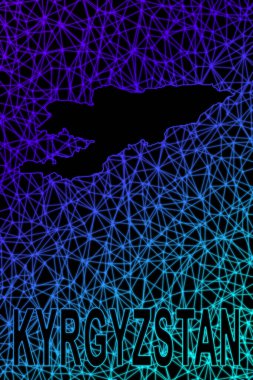 Kırgızistan haritası, Çokgen ağ çizgisi haritası, modern renkli harita