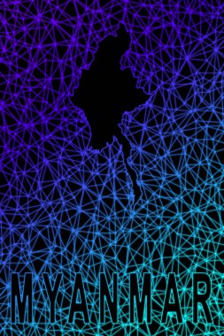 Myanmar haritası, Çokgen ağ çizgisi haritası, modern renkli harita