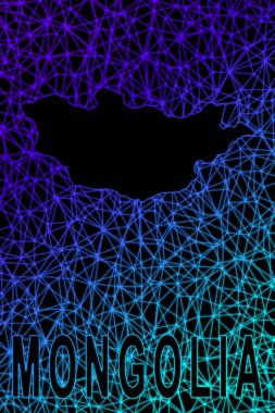 Moğolistan haritası, Çokgen ağ çizgisi haritası, modern renkli harita
