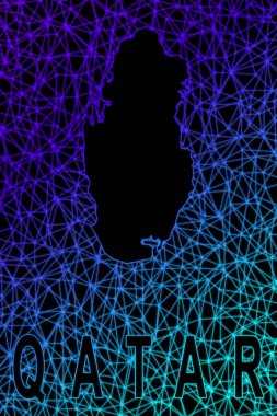 Katar haritası, Çokgen ağ çizgisi haritası, modern renkli harita