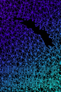 Güney Georgia ve Güney Sandviç Adaları haritası, Çokgen ağ çizgisi haritası, modern renkli harita