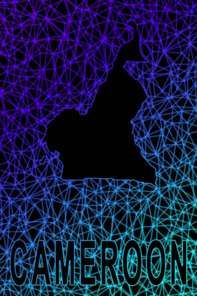 Kamerun haritası, Çokgen ağ çizgisi haritası, modern renkli harita