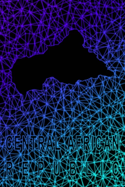 Map of Central African Republic, Polygonal mesh line map, modern colorful map