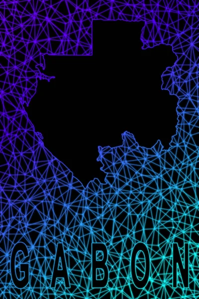 Gabon haritası, Çokgen ağ çizgisi haritası, modern renkli harita