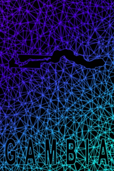 Gambiya haritası, Çokgen ağ çizgisi haritası, modern renkli harita