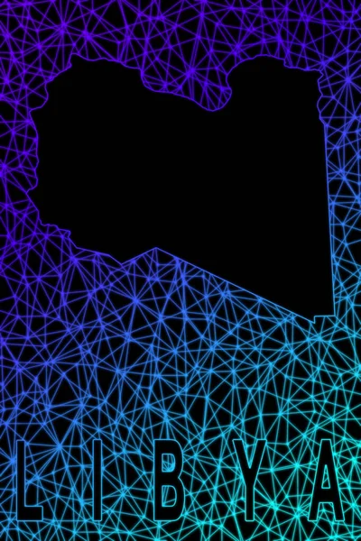 Libya haritası, Çokgen ağ çizgisi haritası, modern renkli harita