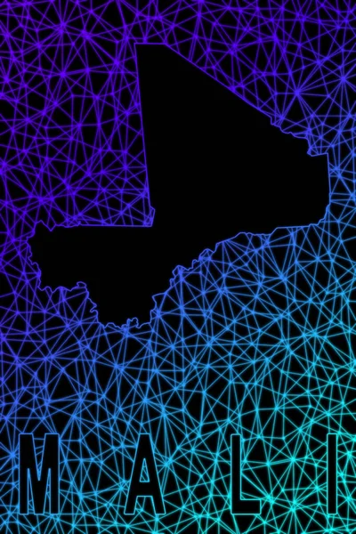 Mali haritası, Çokgen ağ çizgisi haritası, modern renkli harita