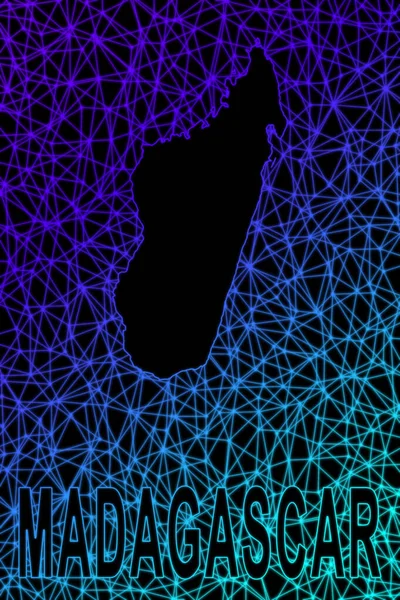 Madagaskar haritası, Çokgen ağ çizgisi haritası, modern renkli harita