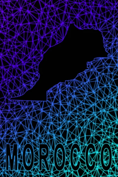 摩洛哥地图 多边形网状线地图 现代彩色地图 — 图库照片