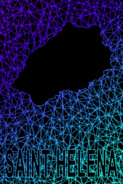 Saint Helena haritası, Çokgen ağ çizgisi haritası, modern renkli harita