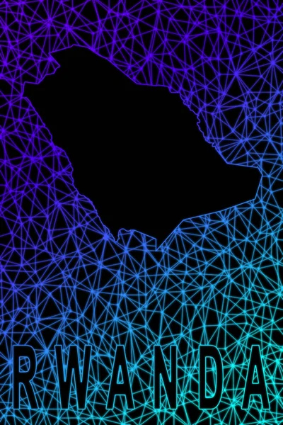Ruanda haritası, Çokgen ağ çizgisi haritası, modern renkli harita