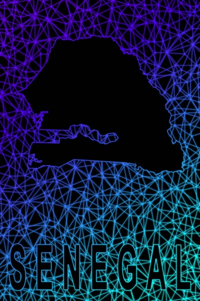 Senegal haritası, Çokgen ağ çizgisi haritası, modern renkli harita