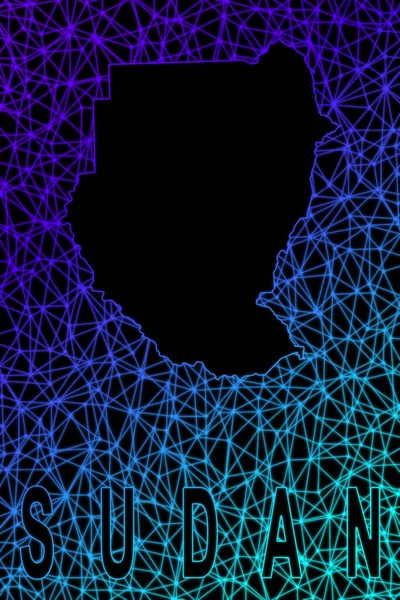 Sudan haritası, Çokgen ağ çizgisi haritası, modern renkli harita