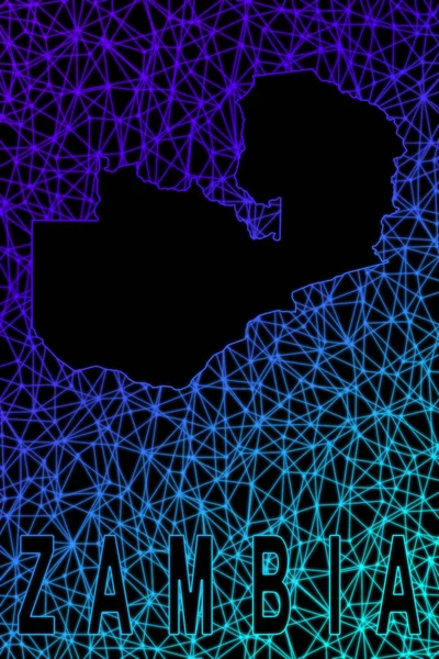 Zambiya haritası, Çokgen ağ çizgisi haritası, modern renkli harita