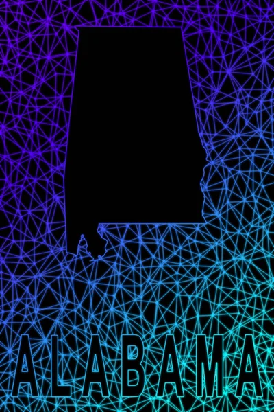 Alabama haritası, Çokgen ağ çizgisi haritası, modern renkli harita