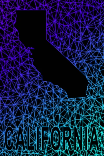 Kaliforniya haritası, Çokgen ağ çizgisi haritası, modern renkli harita