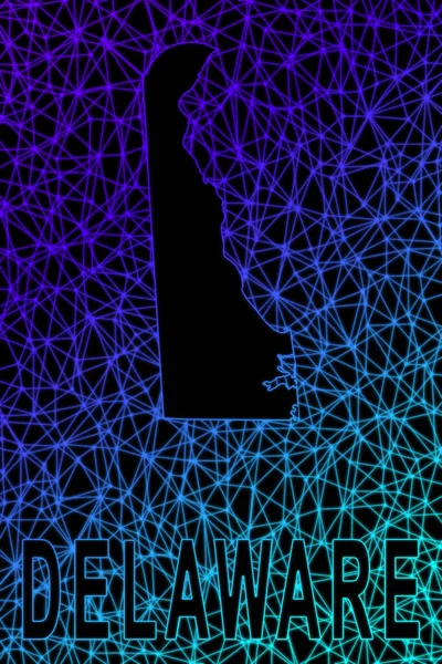 Delaware haritası, Çokgen ağ çizgisi haritası, modern renkli harita