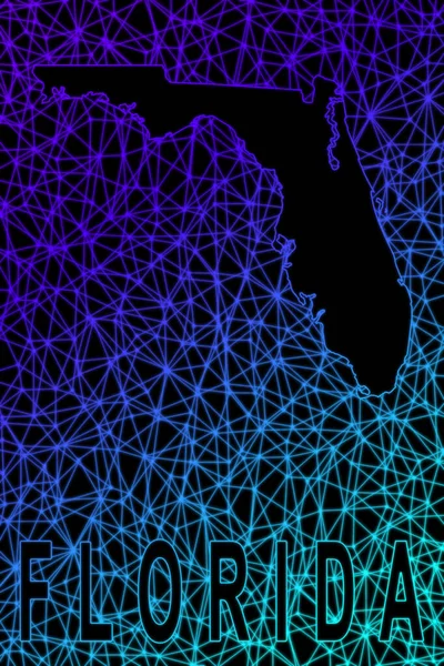 Map Florida Polygonal Mesh Line Map Modern Colorful Map — Photo
