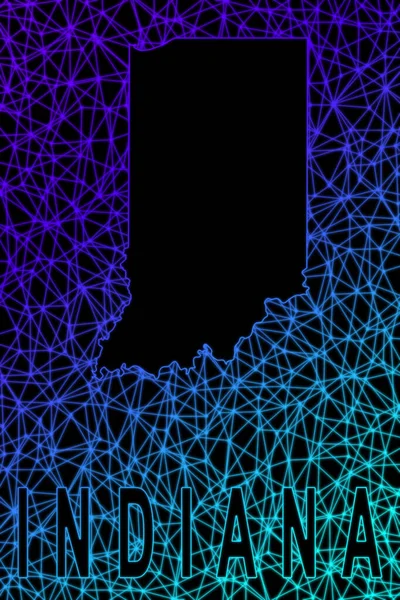 Map Indiana Polygonal Mesh Line Map Modern Colorful Map — Stockfoto