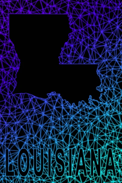 Карта Луизиана Линейная Карта Полигональ Современная Красочная Карта — стоковое фото