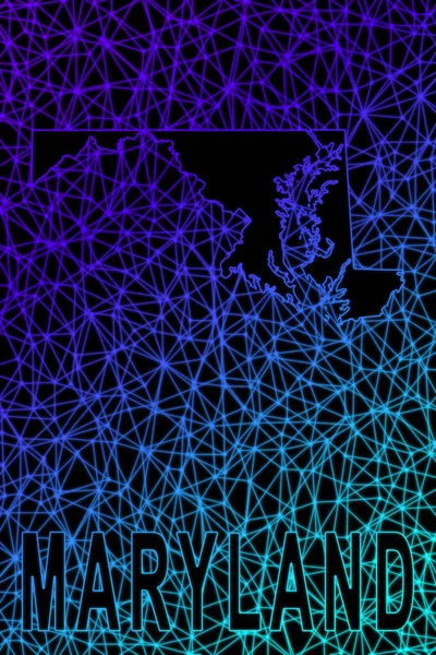 Maryland Térképe Polygonal Mesh Line Map Modern Színes Térkép — Stock Fotó
