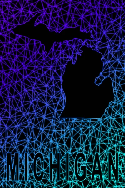 Χάρτης Του Michigan Polygonal Mesh Line Map Μοντέρνος Πολύχρωμος Χάρτης — Φωτογραφία Αρχείου