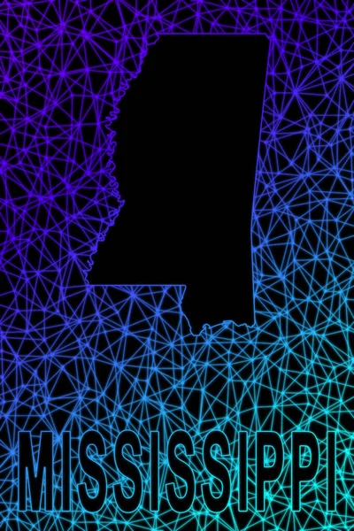Map Mississippi Polygonal Mesh Line Map Modern Colorful Map — стокове фото