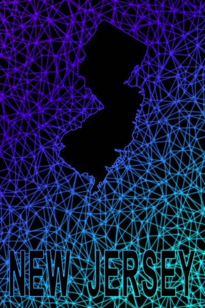 Map New Jersey Polygonal Mesh Line Map Modern Colorful Map — стокове фото
