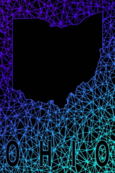 Map Ohio Polygonal Mesh Line Map Modern Colorful Map — Stockfoto