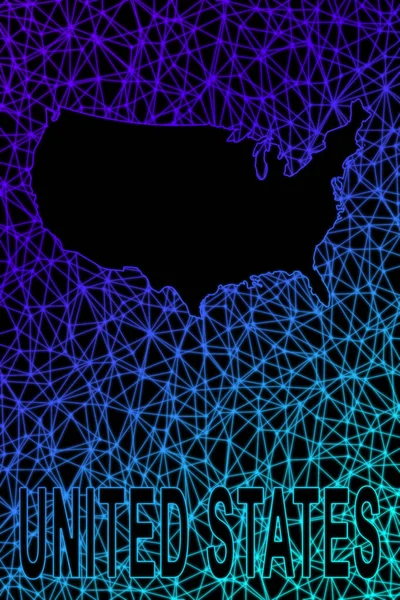 Mapa Estados Unidos Mapa Línea Malla Poligonal Mapa Colorido Moderno — Foto de Stock