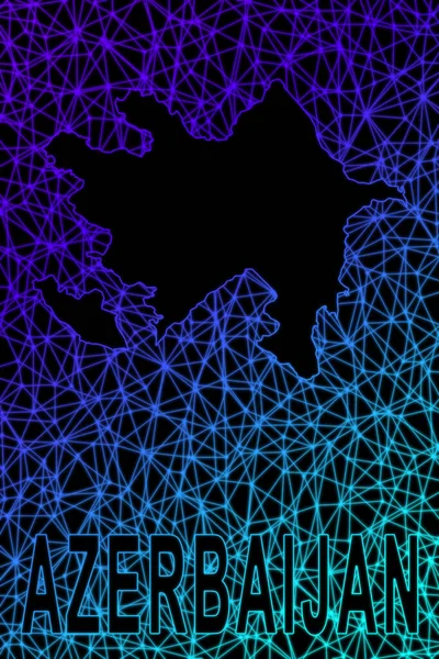Azerbaycan haritası, Çokgen ağ çizgisi haritası, modern renkli harita