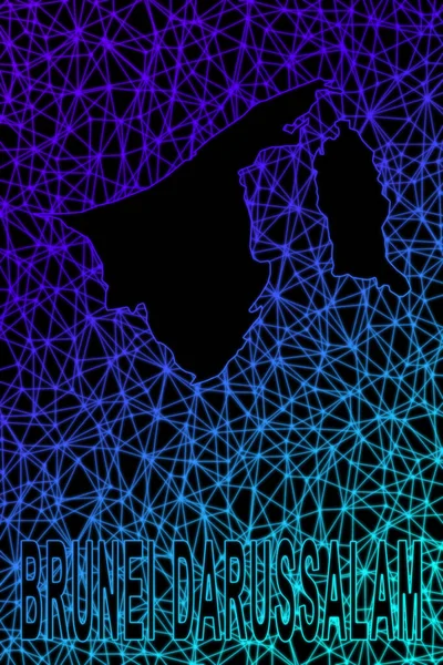 Brunei Darussalam haritası, Çokgen ağ çizgisi haritası, modern renkli harita