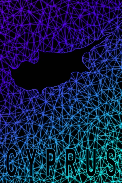 Kıbrıs haritası, Çokgen ağ çizgisi haritası, modern renkli harita