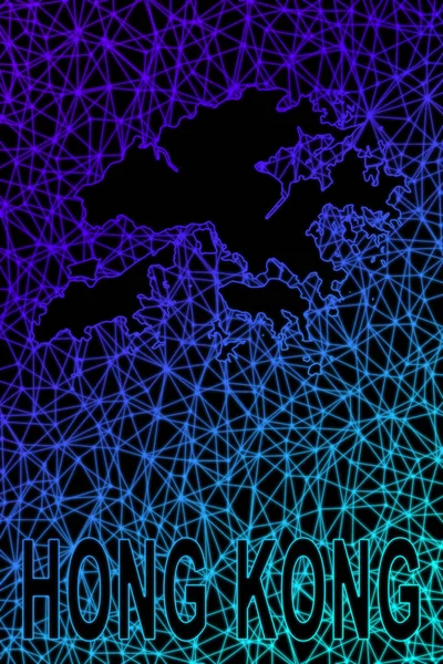 香港地图 多边形网状线地图 现代彩色地图 — 图库照片