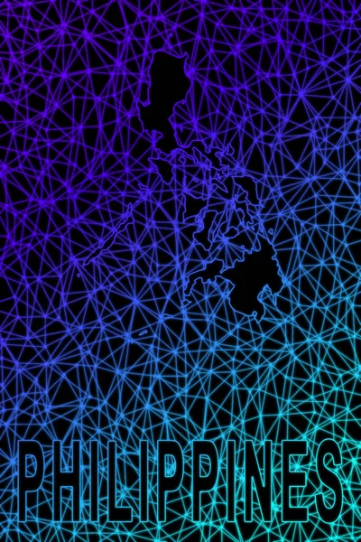 フィリピン地図 多角形のメッシュライン地図 現代のカラフルな地図 — ストック写真