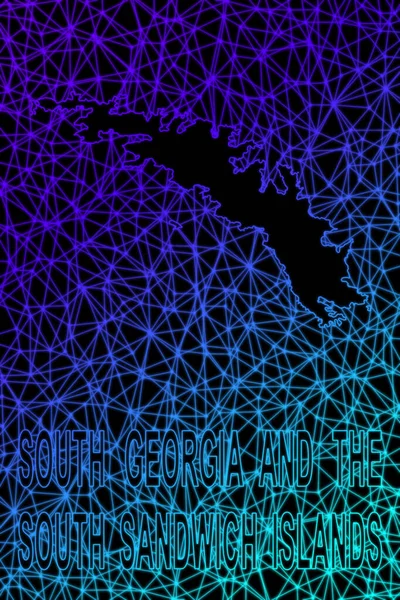 Güney Georgia ve Güney Sandviç Adaları haritası, Çokgen ağ çizgisi haritası, modern renkli harita