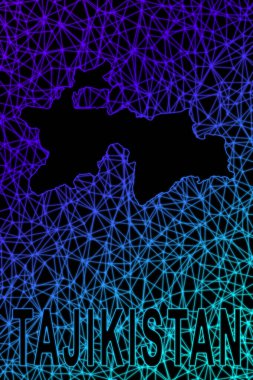 Tacikistan haritası, Çokgen ağ çizgisi haritası, modern renkli harita