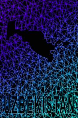 Özbekistan haritası, Çokgen ağ çizgisi haritası, modern renkli harita
