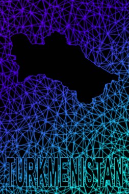 Türkmenistan haritası, Çokgen ağ çizgisi haritası, modern renkli harita