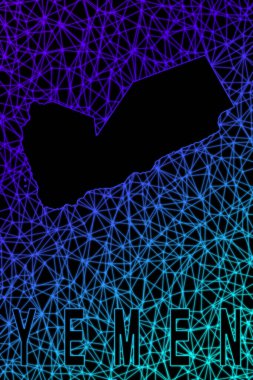 Yemen haritası, Çokgen ağ çizgisi haritası, modern renkli harita