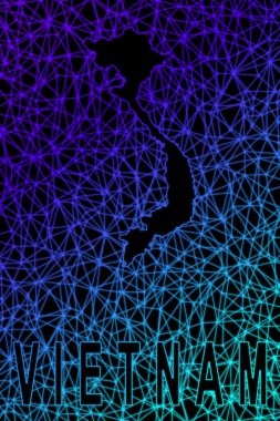 Vietnam haritası, Çokgen ağ çizgisi haritası, modern renkli harita