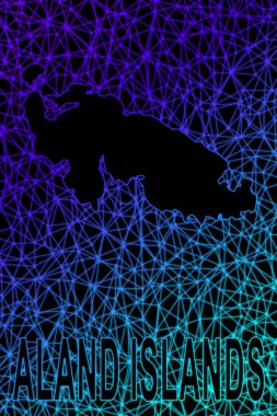 Aland Adaları haritası, Çokgen ağ çizgisi haritası, modern renkli harita