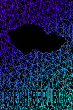 Çek Cumhuriyeti haritası, Çokgen ağ çizgisi haritası, modern renkli harita