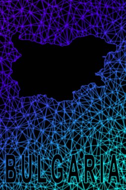Bulgaristan haritası, Çokgen ağ çizgisi haritası, modern renkli harita