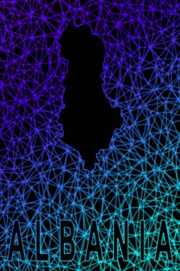 Arnavutluk Haritası, Çokgen ağ çizgisi haritası, modern renkli harita