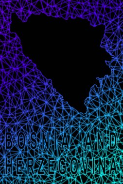 Bosna-Hersek haritası, Çokgen ağ çizgisi haritası, modern renkli harita