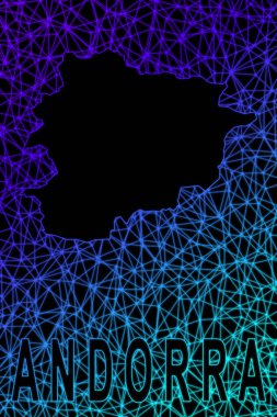 Andorra haritası, Çokgen ağ çizgisi haritası, modern renkli harita