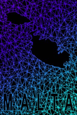 Malta haritası, Çokgen ağ çizgisi haritası, modern renkli harita